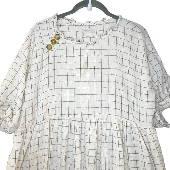 Urban Outfitters Dina Button Front Frock Dress Size XS/S White Window Pane Plaid - Picture 3 of 8